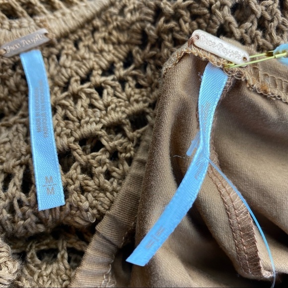 Free People Sz Medium Brown Crochet Knit Jumper OB1260345 - Picture 6 of 11